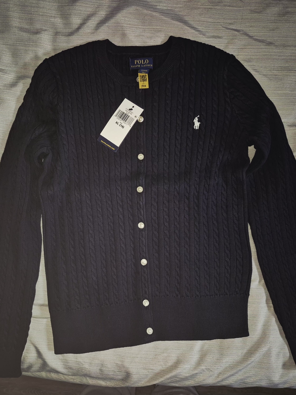 Polo by Ralph Lauren Navy Cable-Knit Sweater Girls Size Xl (16)